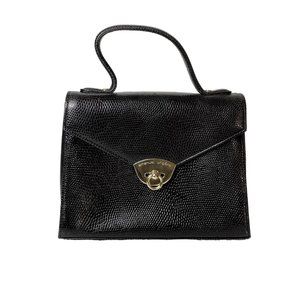 Emanuel Ungaro | Vintage Black Embossed Leather Handbag